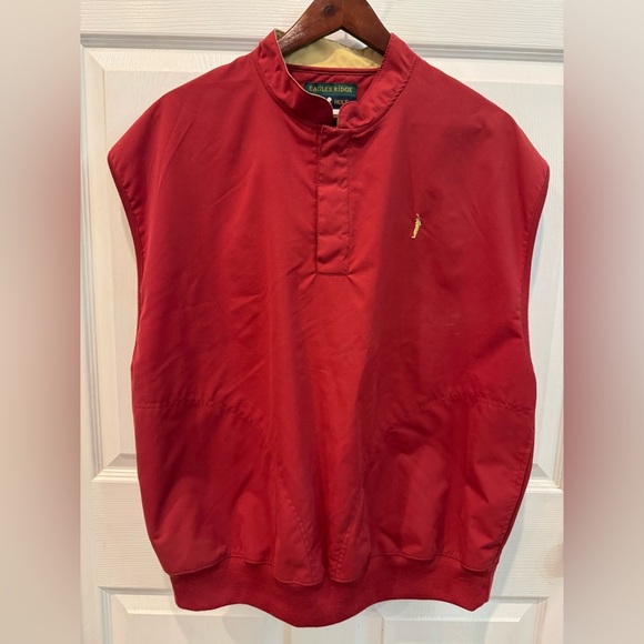 Vintage Eagle Ridge Vest Windbreaker 1/4 Zip Pullover Size Large Red Golf - Picture 1 of 8